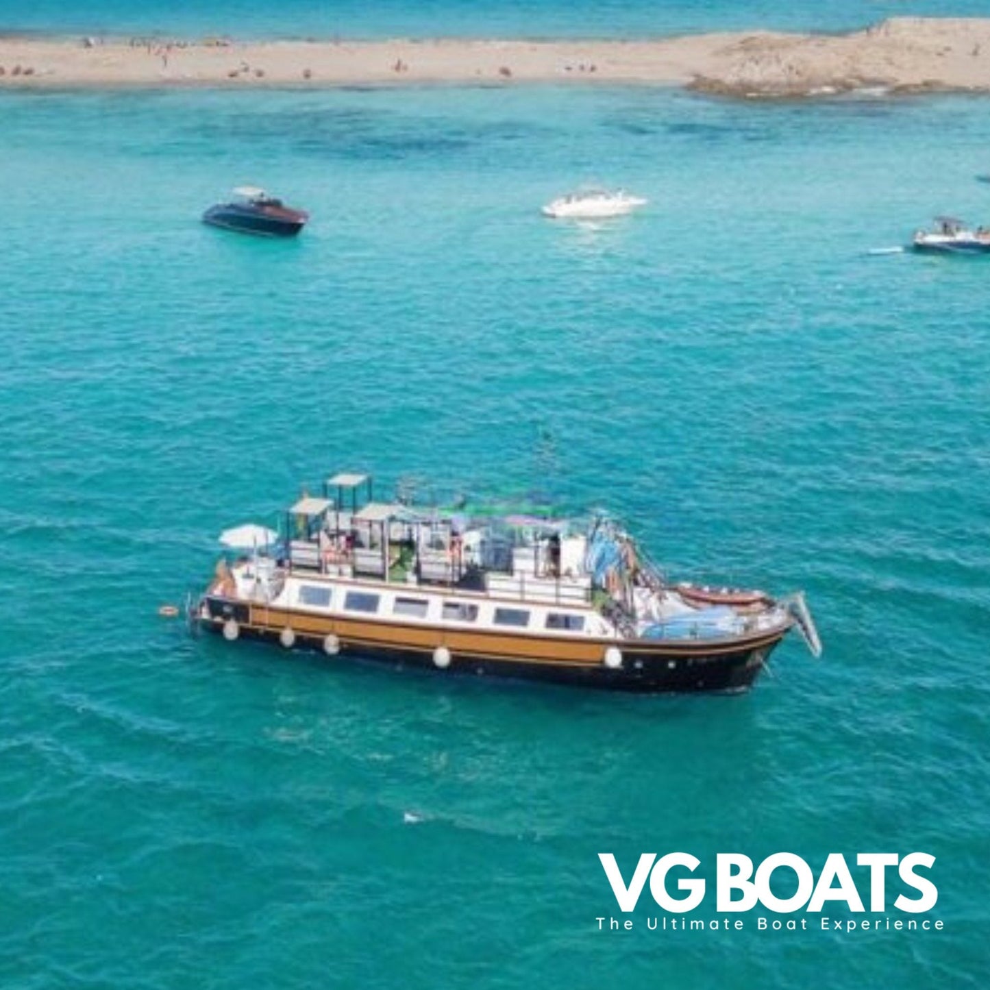 BOAT (150pax) - Yachts Ibiza, Helicopter Side View