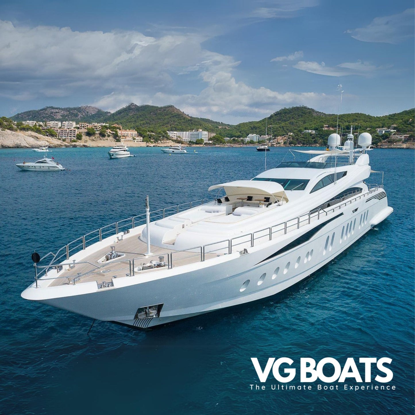 LEOPARD 151 - Yachts Ibiza, Front Left Side Helicopter View