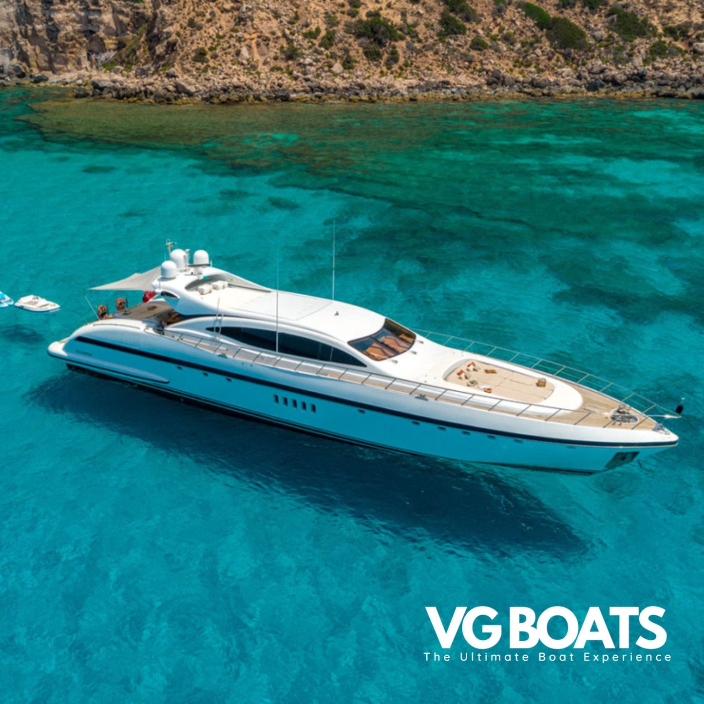 MANGUSTA 108 - Yachts Ibiza, Right Side Helicopter View