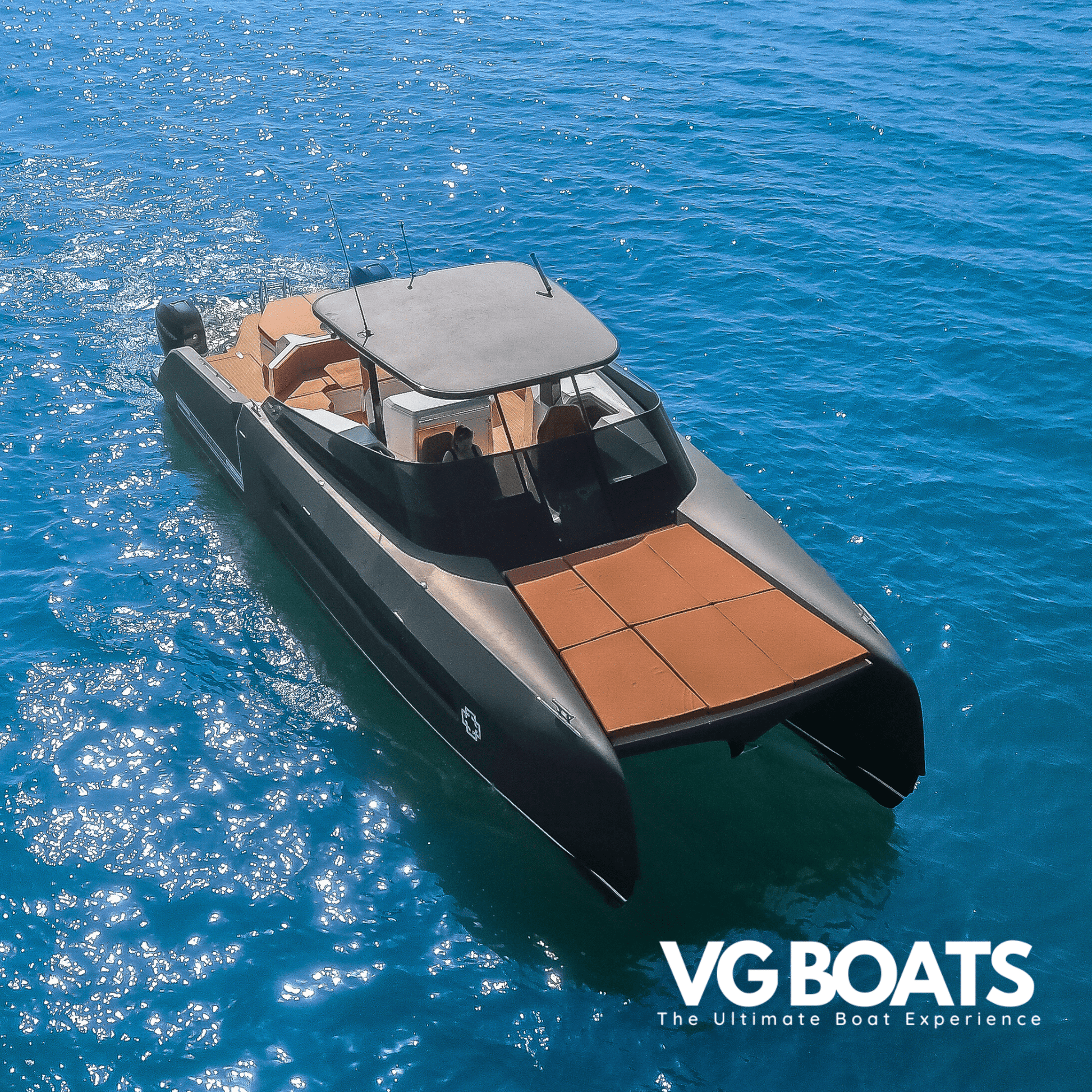 Dr. No Catamaran - Yachts Ibiza, Above Front View