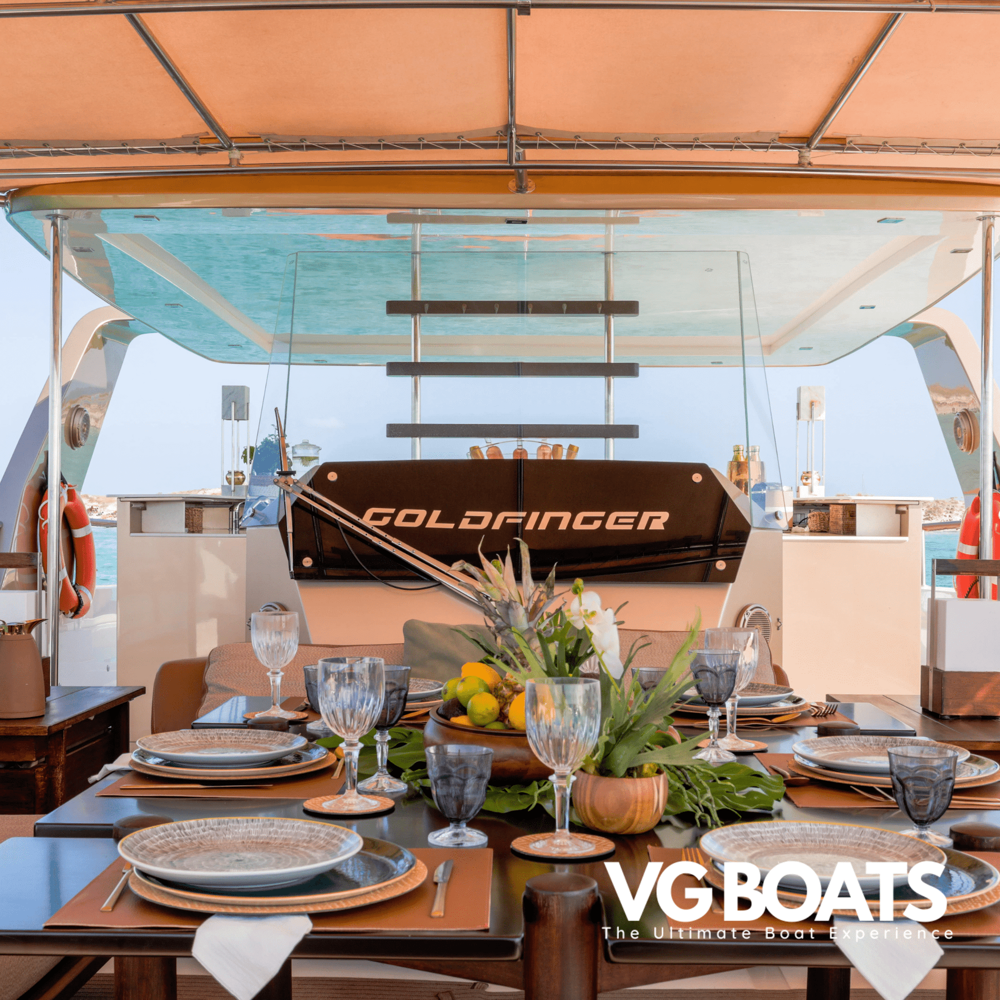 GOLDFINGER - Yachts Ibiza, Lunch Area View